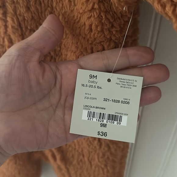 New! Okie Dokie Faux Fur Brown Onesie sz 9 mos - Picture 8 of 10